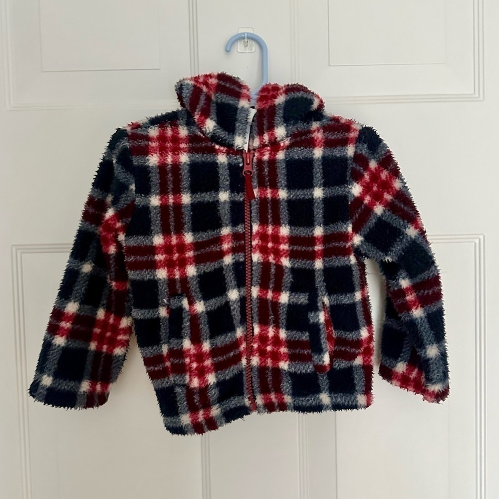 Little Me Plaid Soft Warm Zip Up Hoodie 24m